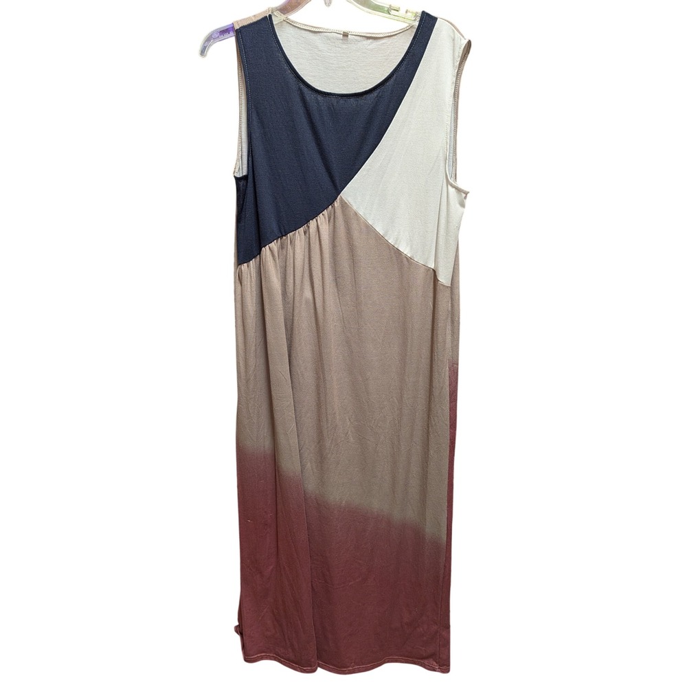 Unbranded Maxi Dress Womens XL Multi Color Excellent Colorblock Ombre Sleeveless